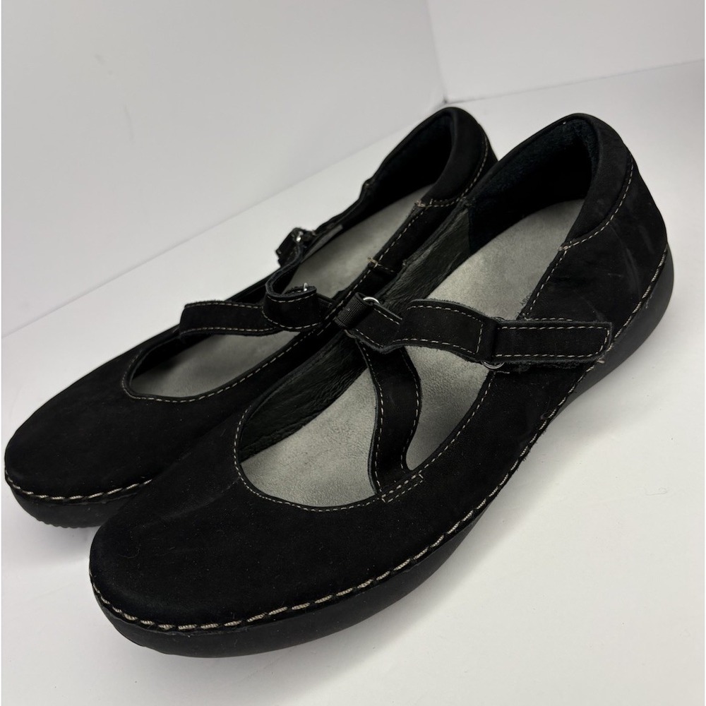 VIONIC Black Suede Mary Jane Flats Judith Size 7 Orthaheel Comfort Slip On
